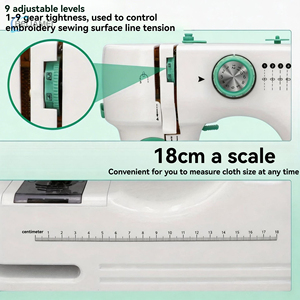 <span class=keywords><strong>Machine</strong></span> à <span class=keywords><strong>coudre</strong></span> portable domestique à double aiguille avec 9 réglages de <span class=keywords><strong>tension</strong></span> et pédale pour le denim et les projets DIY - Product Image 4