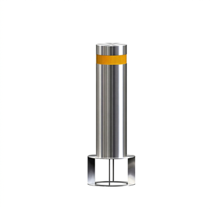 Bollard de sécurité robuste en acier inoxydable 304 avec bande réfléchissante jaune pour le stationnement - Product Image 1