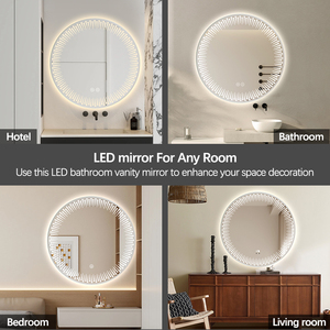 Espejo LED Redondo con Marco Blanco Mate Integrado para Baño, Espejo Inteligente Antivaho con Música y Función de Atenuación - Product Image 6
