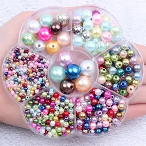 1150Pcs colored round plastic pearl loose beads DIY bracelet necklace jewelry making Kit