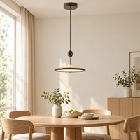 Lampe suspendue LED avec corps en aluminium et fer, lumière à trois couleurs changeantes, design disque plat pour salle à manger, hôtel