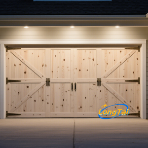 LONG TAI Porte de garage solide en <span class=keywords><strong>sapin</strong></span> de Douglas-Nœuds naturels, simple de 9x8 pieds, noyau isolé, résistant aux intempéries, facile à teindre - Product Image 1