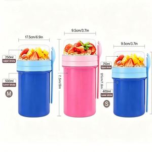 Gobelets réutilisables pour yaourt, parfait et flocons d'avoine, avec logo personnalisé, couvercle 100% étanche et cuillère, lot de 4, pour préparation de repas, petit-déjeuner, gym, micro-ondable - Product Image 2