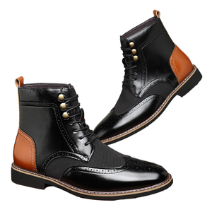 Bottes élégantes pour hommes à tige haute avec fermeture éclair, dessus en PU, semelle intérieure en EVA, antidérapantes, design confortable - Product Image 1