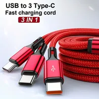 Cable de Carga Rápida USB Tipo-C 3 en 1 de 100W para Teléfono Móvil con Transferencia de Datos Rápida