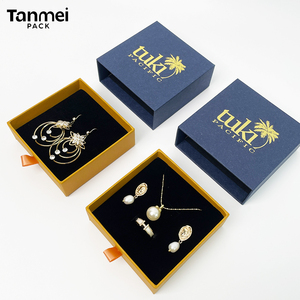 Caja de Joyería Azul Marino con Logotipo Personalizado para Anillos, Aretes, Pulseras, Colgantes y Collares - Product Image 3