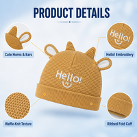 Bonnet tricoté personnalisé pour bébés et enfants, avec logo, marque privée OEM, style Docker en corne de bœuf, tissu doux de qualité supérieure pour marques de vêtements pour enfants de boutique