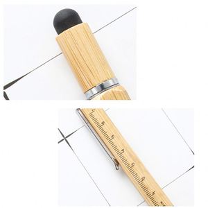 Multi Function Bamboo Ballpoint <b>Pen</b> Wholesale 6-in-1 Tool Printed Logo Custom Spinner for Stylus Mobile Phone - Product Image 3