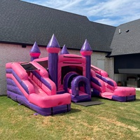 Château Gonflable Personnalisé Princesse Combo avec Toboggan Aquatique pour Location Événementielle