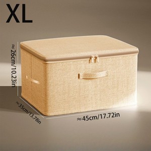 Clothing Organizer <b>Storage</b> <b>Box</b> 20L-30L Rectangle Solid Color With Lid For Wardrobe Home Use - Product Image 4