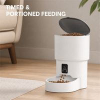 Distributeur automatique de nourriture pour chats et chiens, 4 litres, application WiFi, distributeur de nourriture intelligent programmable, plastique, double alimentation, batterie, facile à nettoyer