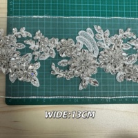 Tissu en feutre 3D diamanté avec des patchs de paillettes dorées, broderie perlée, applique à coudre pour robe de mariée, corsage