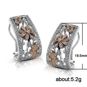 Orecchini a Perno con Fiore Traforato in Cristallo Bicolore per Donne, Eleganti Accessori per Uso Quotidiano - Product Image 2