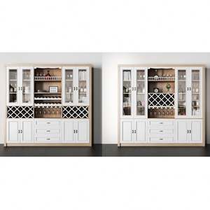 Buffet de cuisine moderne de luxe avec dessus en marbre, 4 portes, meuble de rangement pour vin, pour salle à manger - Product Image 4