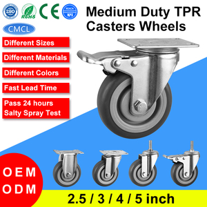 CMCL <span class=keywords><strong>TPR</strong></span> Sicherheits-Doppelstopprollen 3, 4, 5 Zoll Lenkrollen mit Anschraubplatte - Product Image 2
