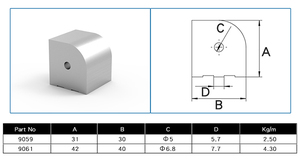 Trung Quốc Nhà sản xuất 40 mét 9061 Bạc nhôm góc pivot nub hồ sơ 30 40 6063 T5 - Product Image 3