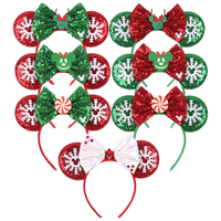 Serre-tête unisexe 2025 pour fête du Nouvel An, accessoires de cheveux tendance avec nœud à paillettes et oreilles de souris, idéal pour les cadeaux d'hiver et de Noël