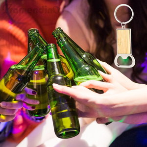 Custom Sublimation Wooden Bottle Opener Keychain Metal Rectangle <b>Key</b> <b>Ring</b> Promotional Gift Event Souvenir - Product Image 2