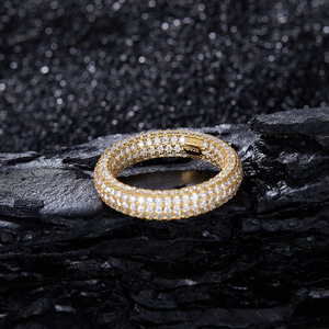 Gold Plated 925 Silver Moissanite Eternity Band <b>Ring</b> Round Brilliant Cut Pave Setting Luxury Unisex Wedding Jewelry - Product Image 5
