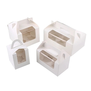 Wholesale Custom 8x8x4 Cake Box With Handle Window Clear Lid Cake Acetate Box