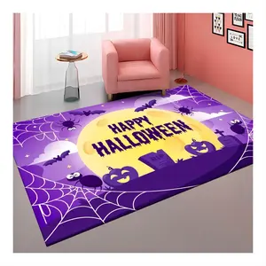 Schattig En Eigenzinnig Cartoon Spinnenweb Halloween Dier Thema Vakantie Tapijt, Woonkamer Waterdicht Faux Kasjmier Tapijt