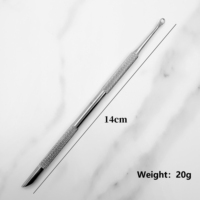 Pousse-cuticules double tête en acier inoxydable, biseau circulaire, outil de manucure double extrémité pour retirer les peaux mortes
