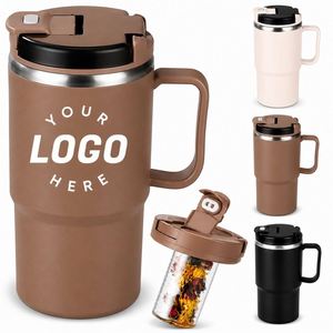 Custom Logo Stainless Steel Tumbler With Handle and <b>Infuser</b> Lid Double Wall Leakage-Proof Travel Coffee <b>Tea</b> Gift <b>Mug</b> - Product Image 1