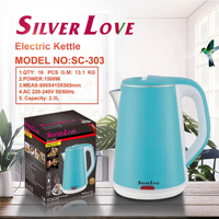 Arrêt automatique sans fil de la bouilloire électrique en plastique> 2.0L Capacité 2000W Eau bouillante Auto-Lid Couleur peinte Jauge d'eau Ménage