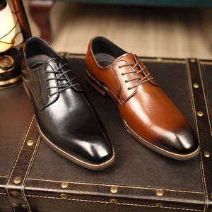 Zapatos de Cuero para Hombre de Primavera, Versátiles, Casuales, Tipo Derby, con Punta Cuadrada, para Negocios, para Viajar al Trabajo, con Puntera Ancha - Product Image 3