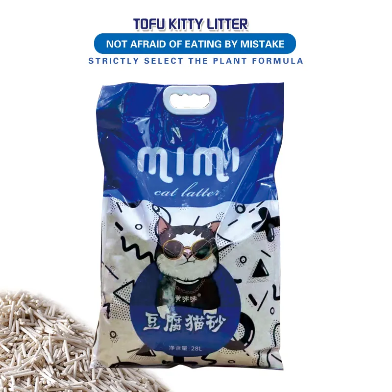 Oem/Odm Tofu Kattenbakvulling Fabriek Verkoop Klonteren Schoon Kitty Zand Bulkstrip Tofu Kattenbakzand