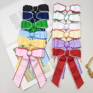 Jepit Rambut Buatan Tangan Khusus untuk Anak Perempuan, Aksesoris Grosir Pabrik dengan Ekor Panjang dan Pinggiran Jahitan Bulan, Terbuat dari Poliester Grosgrain - Product Image 4