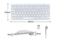 Claviers sans fil 2,4 G bimodes à 78 touches, à mécanisme ciseaux, alimentés par piles AA, avec langues personnalisées : français, japonais, espagnol, arabe