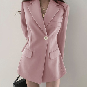 Spring Autumn <strong>Women</strong> Elegant Slim Blazer Long Sleeve Lapel Collar Long Jacket Lady High <strong>Waist</strong> Casual Suit <strong>Coat</strong> - Product Image 6