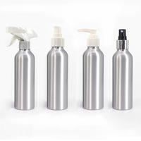 Bouteilles pulvérisatrices vides en aluminium argenté avec logo personnalisé, faible MOQ, 100ml, 200ml, 300ml, pour emballage de liquides cosmétiques et nettoyants