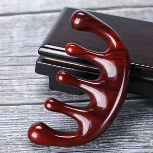 Maßgefertigter Fünf-Zahn-Breitzahnkamm aus Kunstharz mit Holzmaserung, Akupressur-Kopf-Meridian-Kopfhaut-Guasha-Massagewerkzeug - Product Image 2