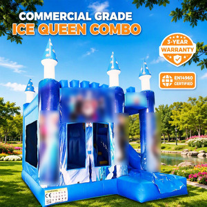 Château gonflable sur le thème de <span class=keywords><strong>la</strong></span> glace avec toboggan, motif neige bleue d'hiver, château de saut pour les fêtes d'enfants et <span class=keywords><strong>la</strong></span> location commerciale - Product Image 1