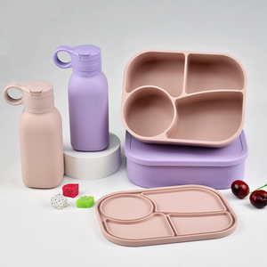 2026 New Arrival Custom Logo Bpa Free Food Grade Children Travel School Kids Dining <b>Water</b> Bottle Silicone Bento Lunch - Product Image 1