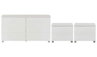 Ensembles de meubles de chambre à coucher en bois blanc moderne 4 pièces avec cadre de lit Queen Size commode 2 tables de chevet pour meubles de chambre à coucher