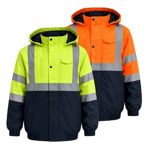 Chaqueta de Seguridad Reflectante de Alta Visibilidad ANSI Clase 3, Impermeable, Resistente, <span class=keywords><strong>para</strong></span> Trabajadores de la Construcción, Hombres, Verde Fluorescente, Forro Polar - Product Image 1