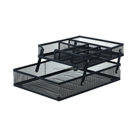 Venta al por mayor A4 A5 Bandeja de almacenamiento de metal creativa Conjunto de arte del hierro ajustable Multifuncional Oficina Escritorio Gestión Portatarjetas