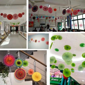 DAMAI 6 Piezas de Decoraciones de Abanicos de Papel, Rosetas de Papel Colgantes para la Inauguración de Centros Comerciales, Adornos para Techos de Jardines de Infancia - Product Image 3