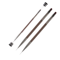 Vente en gros de vernis à ongles de salon professionnel Stylo à double tête Outil de manucure 2 en 1 avec brosse en nylon Pinceau à poudre pour ongles en gros