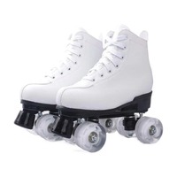 Patins à roulettes à double rangée HQD K028 en similicuir, roulements ABEC-7, châssis en alliage, roues lumineuses, légers, durables, pour usage extérieur