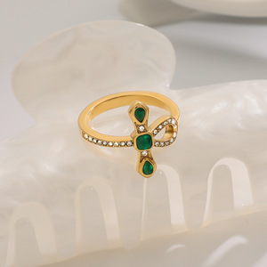 Anello con diamante smeraldo Ross da donna gioielli in acciaio inossidabile placcato oro 18K gioielli moda Anillo Esmeralda Bague Femme 2025 - Product Image 2