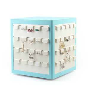 Nid d'abeille granuleux cuir Armoire ronde velours Pu boucles d'oreilles rotatif mallette de rangement Table bijoux organisateur boîte pour magasin - Product Image 2