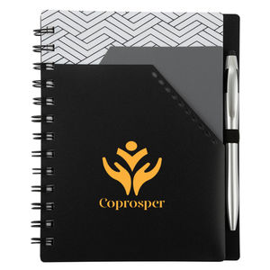 Carnet trapézoïdal personnalisé avec logo et stylet – Cadeau promotionnel d'entreprise en gros – Bloc-notes exécutif personnalisé pour l'écriture - Product Image 1