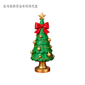 Magnifique cadeau en résine personnalisé - Figurine d'arbre de Noël ornée d'ornements dorés et d'un grand nœud rouge, décoration festive idéale - Product Image 5