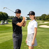 Gorras Snapback Deportivas de Golf para Hombre con Visera Plana, Impermeables, Ventiladas y Perforadas, con Soporte para Camiseta y Logotipo Bordado de Parche de Goma Personalizado de 5 Paneles