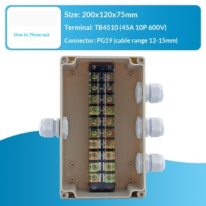 200x120x75mm <b>Waterproof</b> Junction <b>Box</b> One-in-three-out 45A Terminal Block PG19 Cable Gland Enclosure Terminal <b>box</b> - Product Image 2