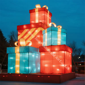 Подарочная коробка со светодиодной подсветкой, фонарь, Шелковый фонарь для праздничного рождественского дня рождения, украшения для стола, День отца, День благодарения - Product Image 5